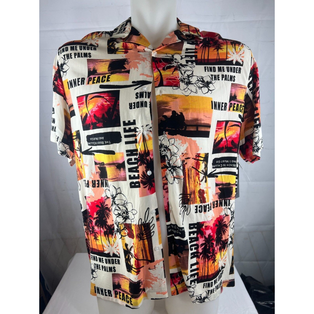Men’s Jaywalker Rayon Short Sleeve Hawaiian Button-Up Shirt Size 2XL Beachy NWT